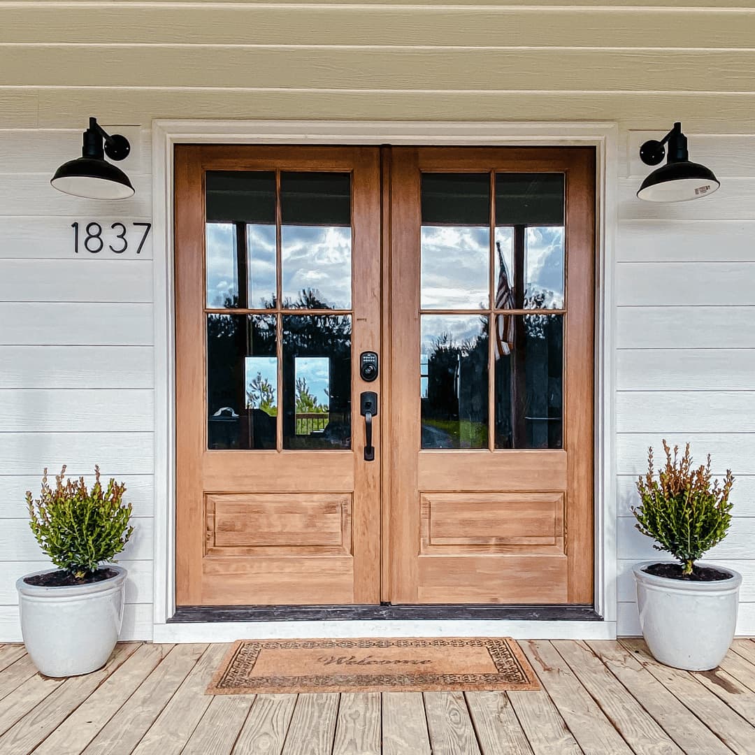 Farmhouse Porch Lights on Exterior of Home