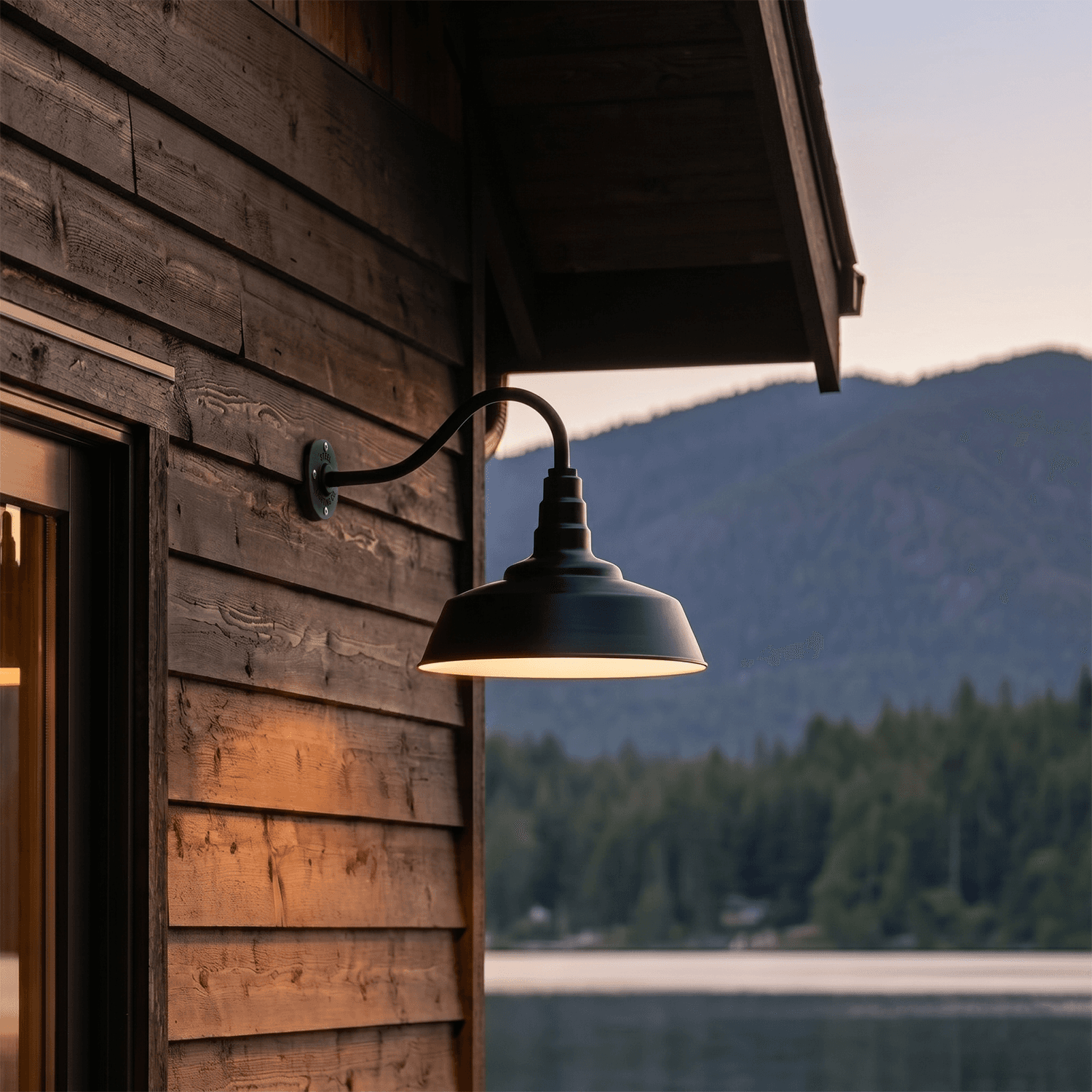 Steel lighting on a residential garage exterior
