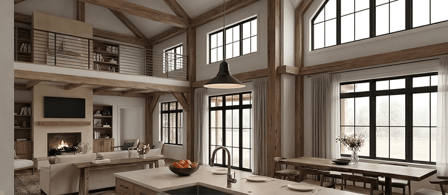 Indoor barn-style ceiling lighting