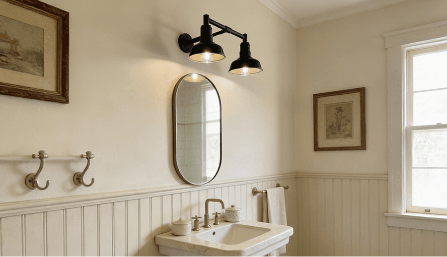 Ceiling-mounted light in a bathroom
