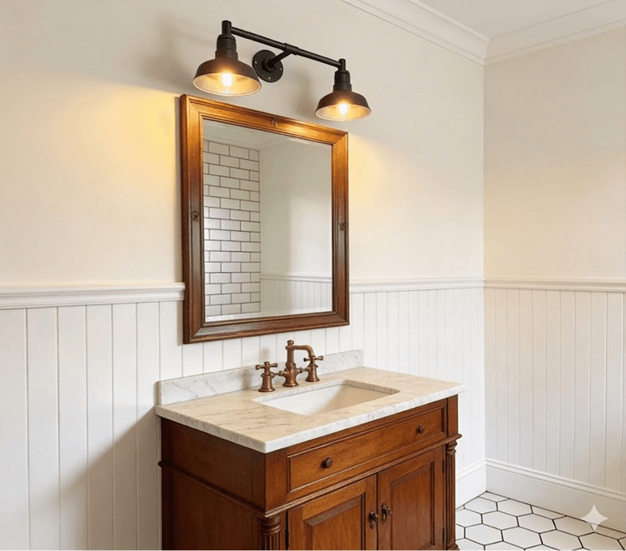 Steel bathroom vanity lighting