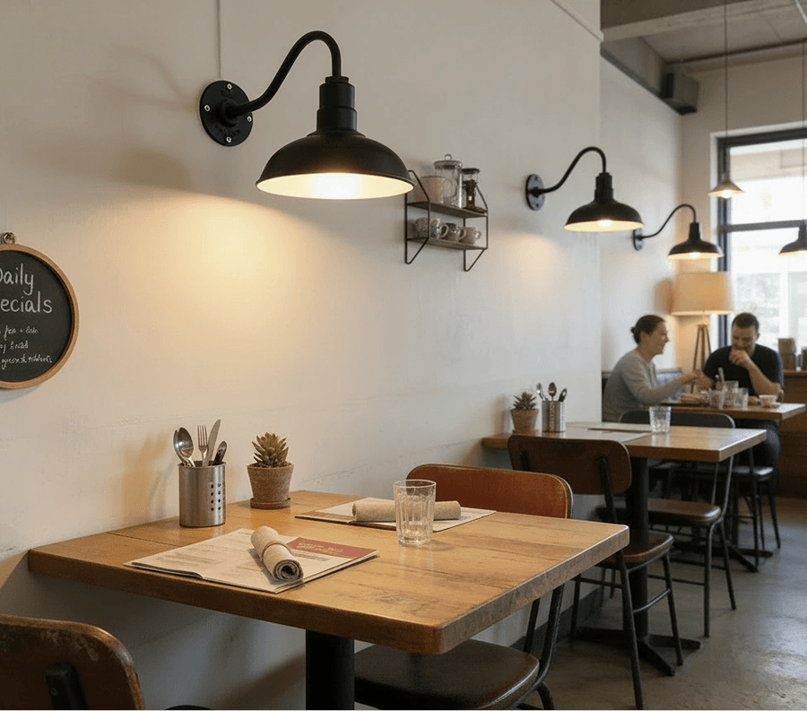 Commercial interior and exterior steel lighting