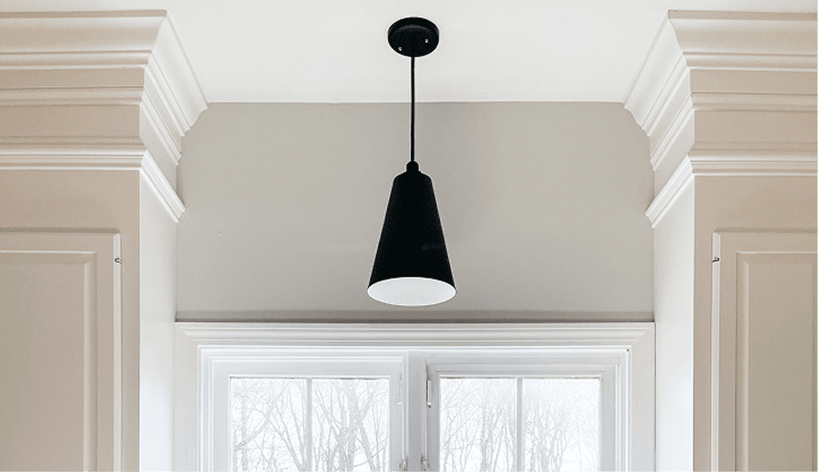 Pendant light above a kitchen sink