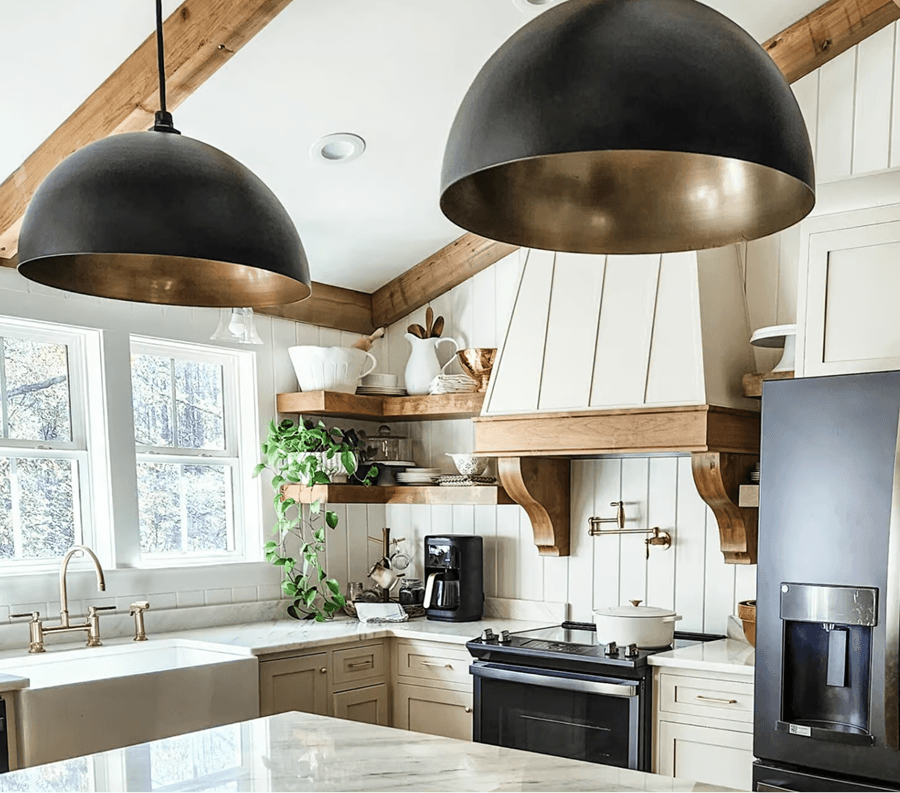 Steel lighting in a kitchen