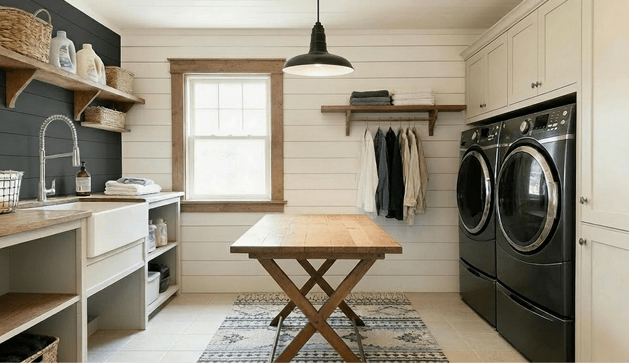 Ceiling-mounted laundry room lighting