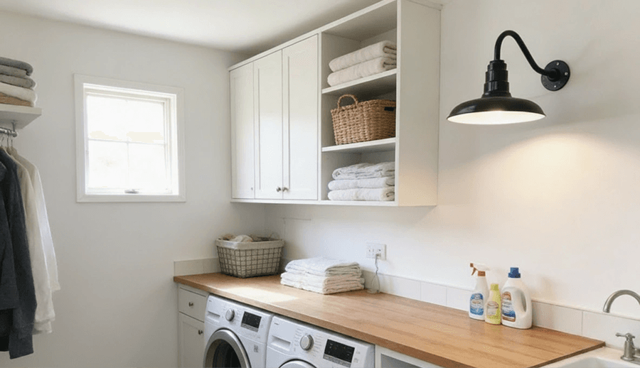 Wall-mounted laundry room lighting