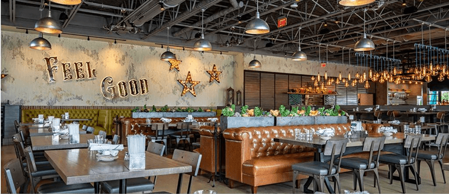 In-ceiling lighting in a restaurant