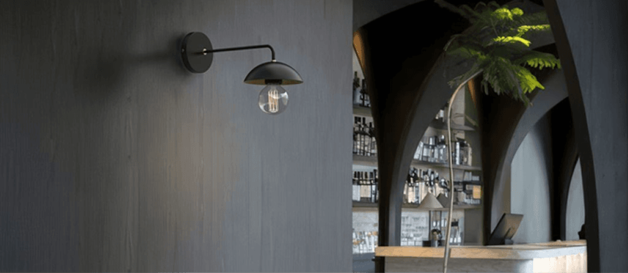 In-wall lighting in a restaurant dining area