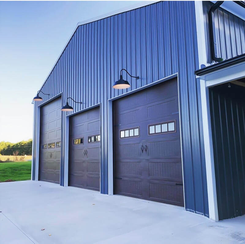 Redondo Matte Black Barn Light on Garage