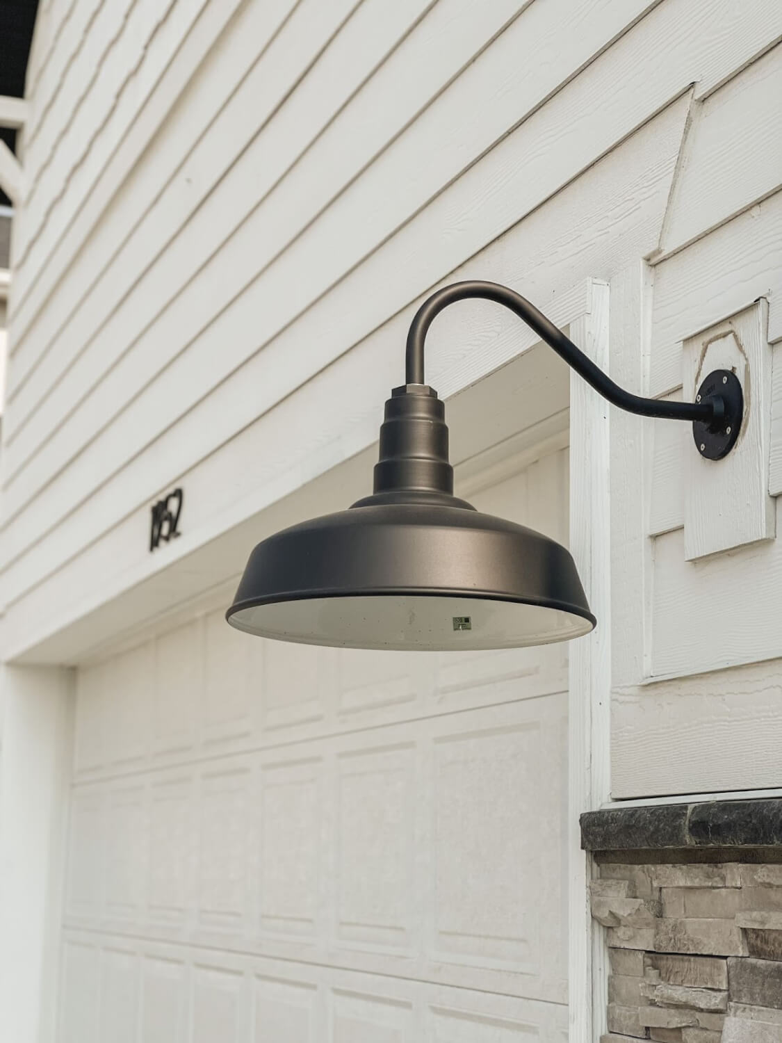 Gardena Matte Black Barn Light on Outdoor Garage