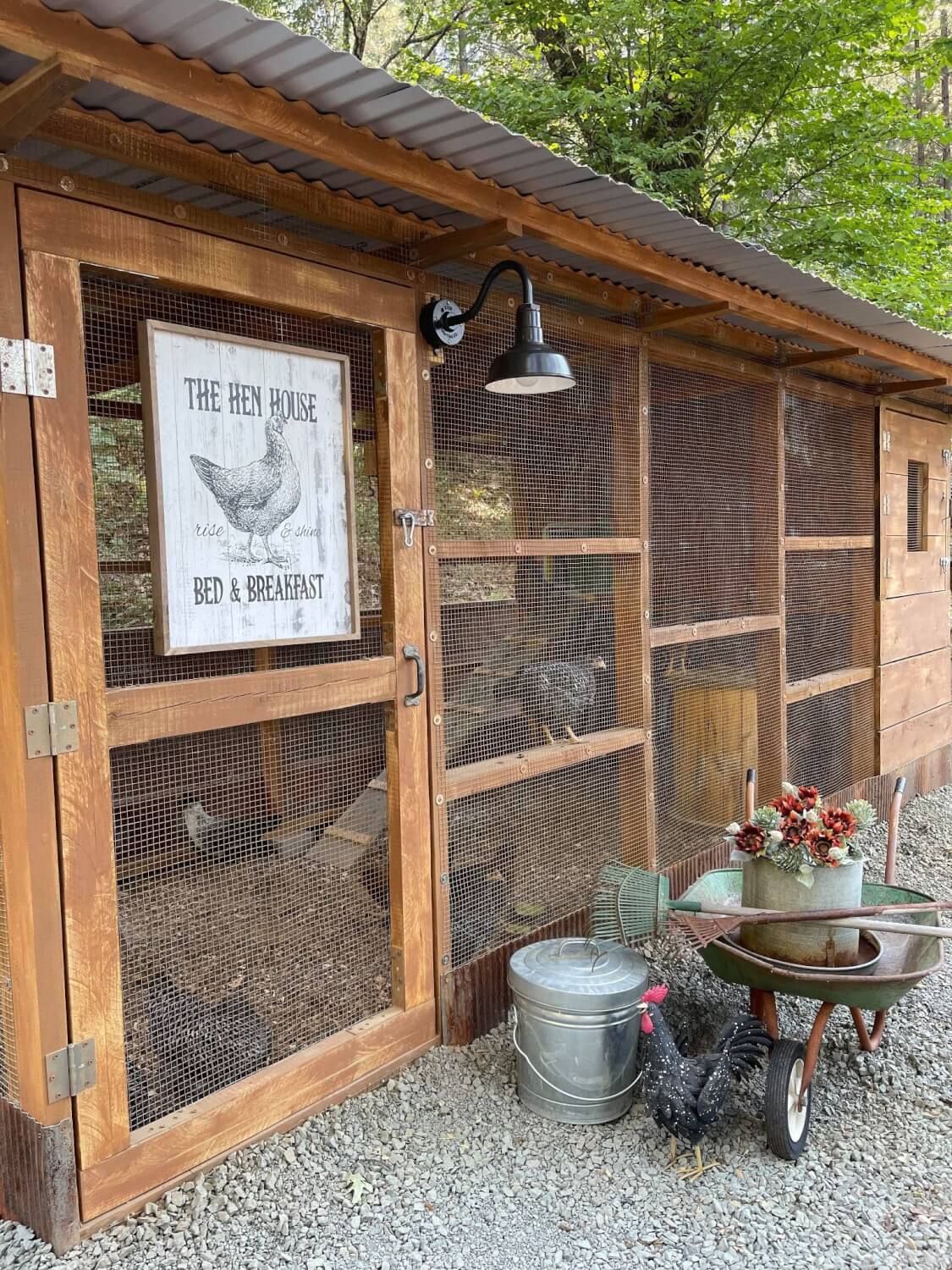 Hawthorne Steel Barn Light on Chicken Coop