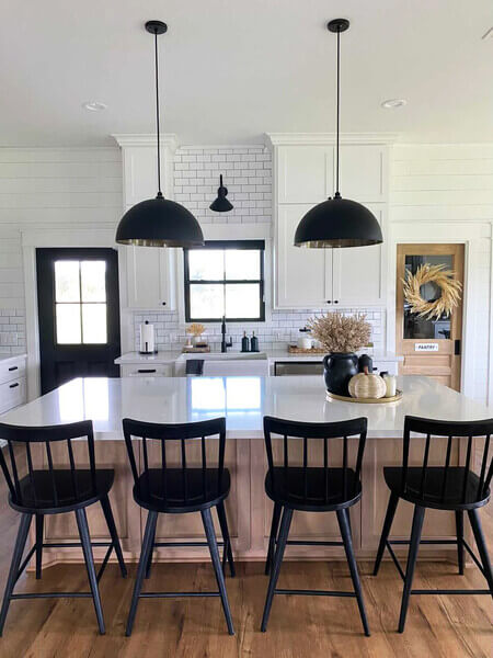 Melrose Bowl Pendant in farmhouse kitchen over island