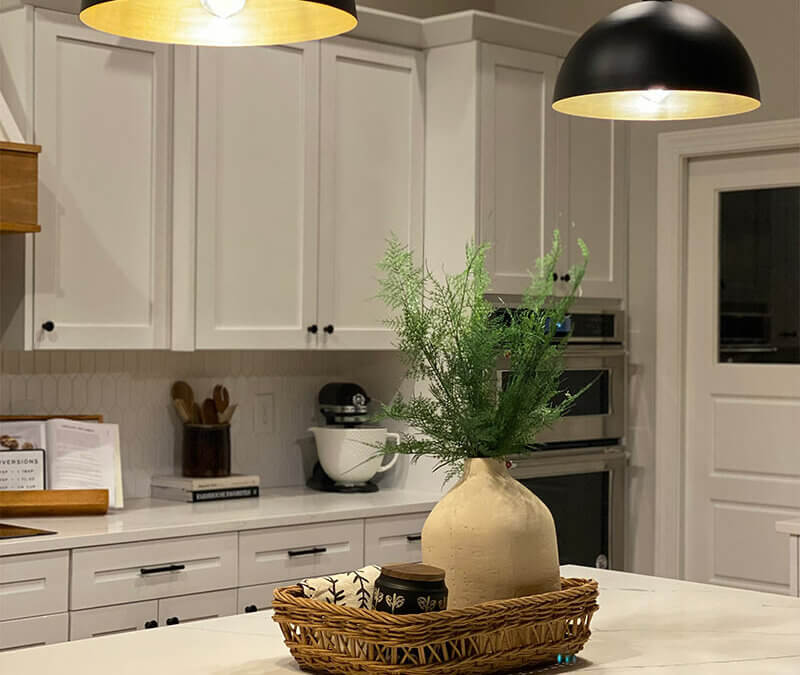 Brentwood Matte Black and Brass Small Kitchen Island Pendant