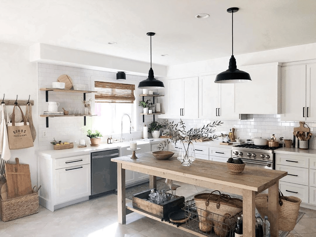 Farmhouse Kitchen With Carson Pendant Lights