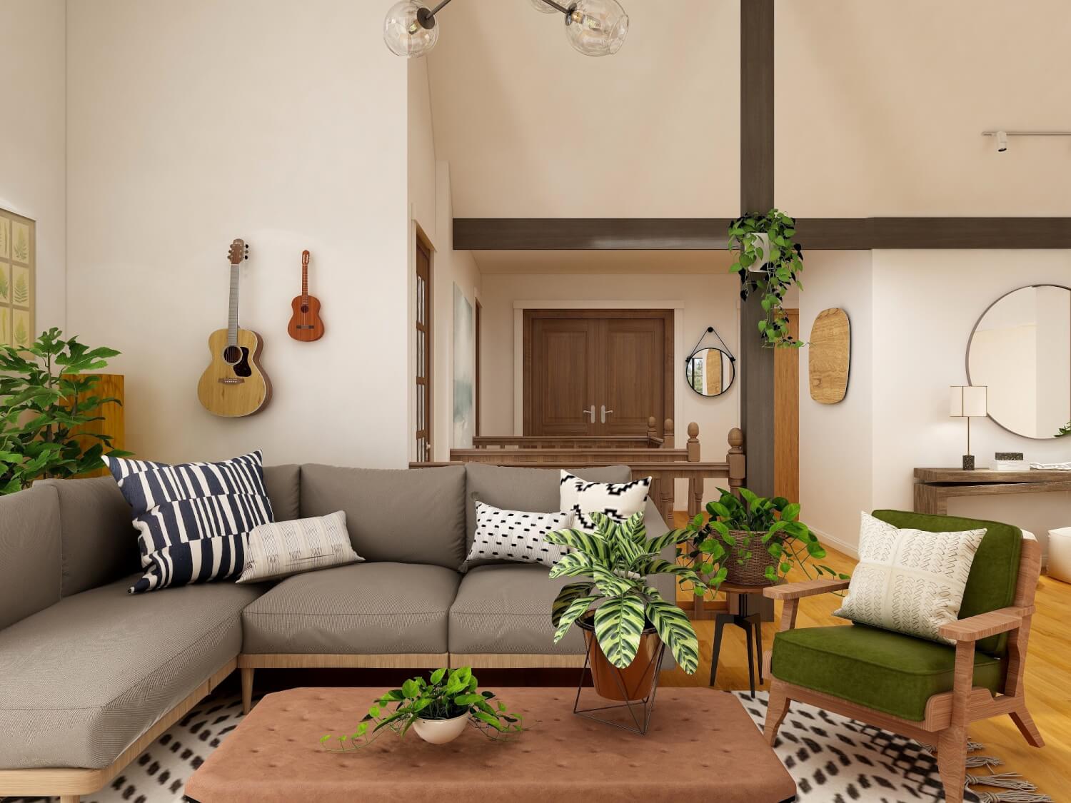 Plants in a Farmhouse Living Room
