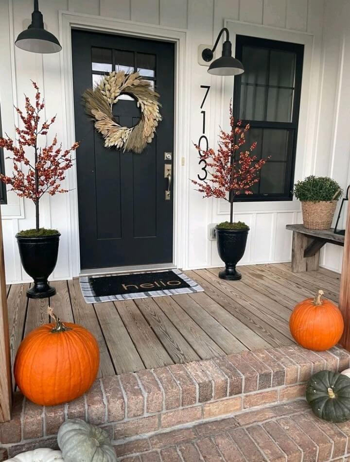 A pair of 16" Westchester Gooseneck sconce framing a porch door