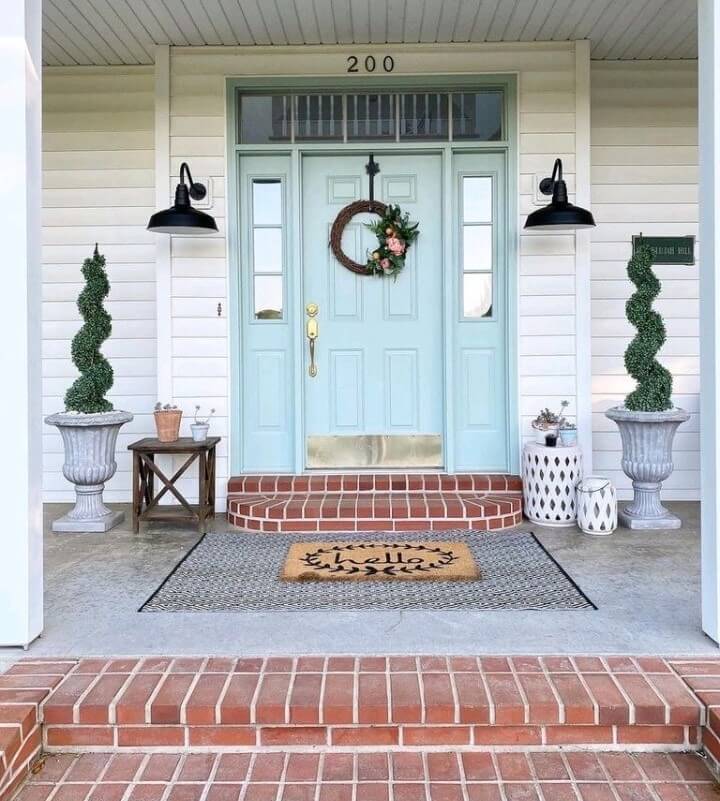 16" Gardena outdoor light sitting pretty on a well-designed porch