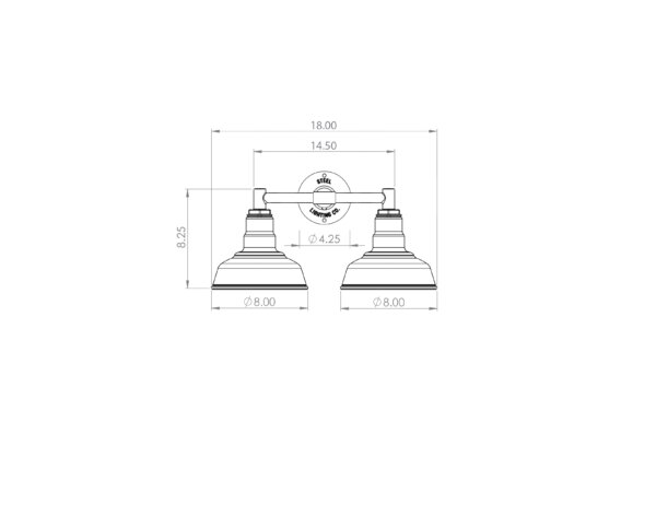 vanity light 18 inch width dimension schematic front profile