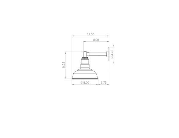 vanity light 18 inch width dimension schematic side profile