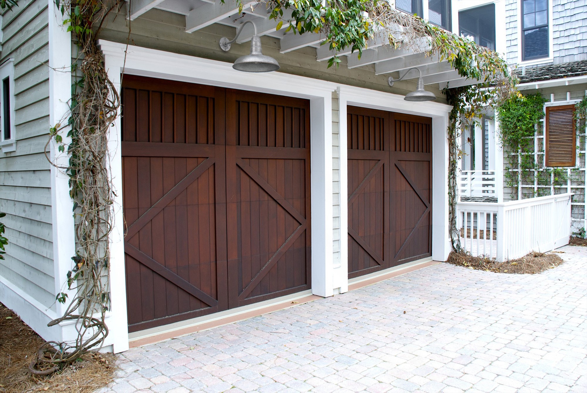 The Topanga Galvanized Lights for a double car garage