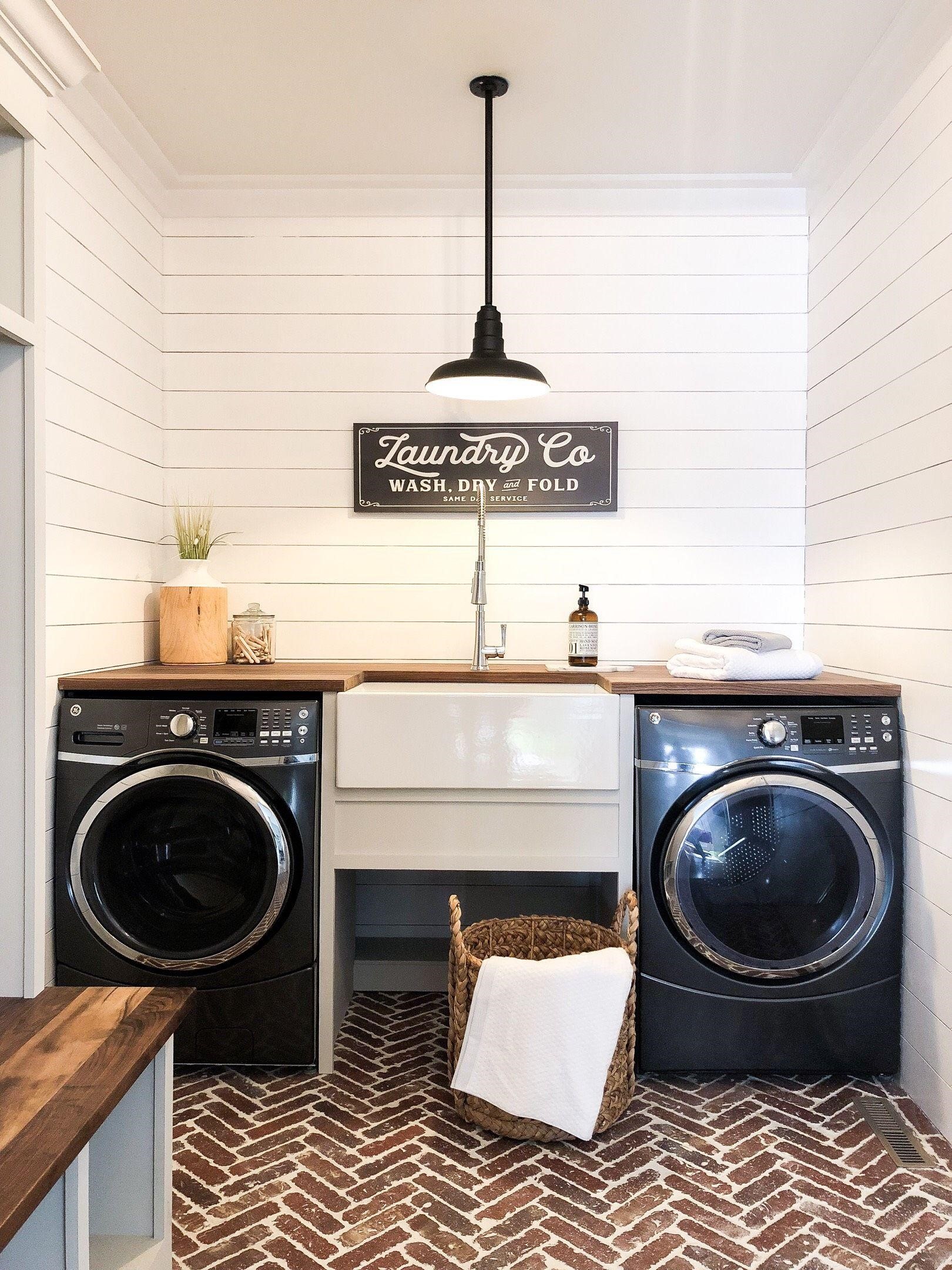 Malibu farmhouse ceiling light in a laundry room 