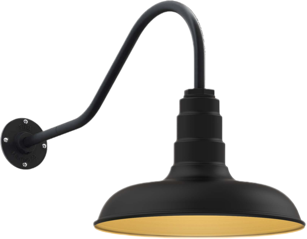 Topanga Color Matte Black Interior Color Brass with a 23" Gooseneck