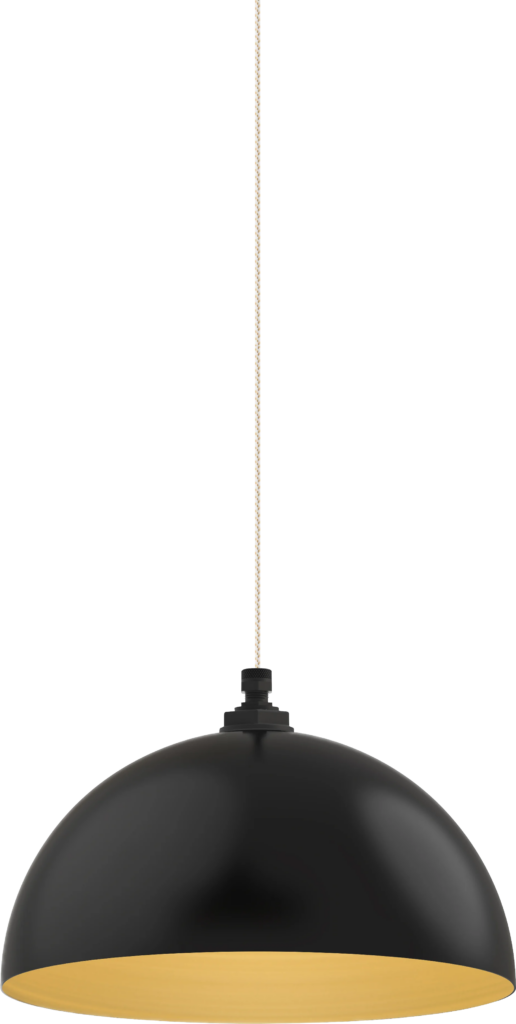Beverly Color Matte Black Interior Color Brass with a 4 ft White Gold Cloth Cord