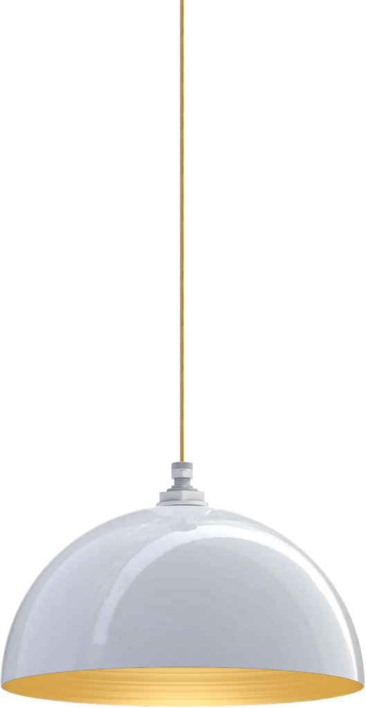 Beverly Color White Interior Color Brass with a 4 ft Gold Cloth Cord
