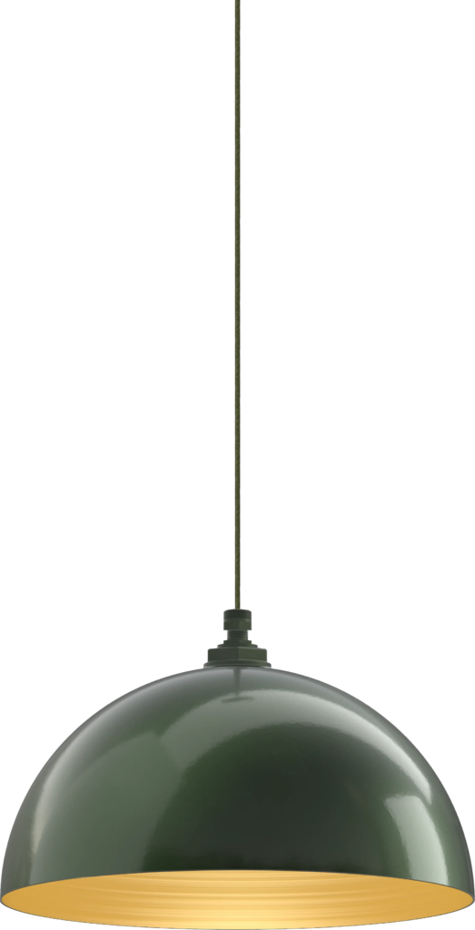Beverly Color Hunter Green Interior Color Brass with a 4 ft Avocado Cloth Cord