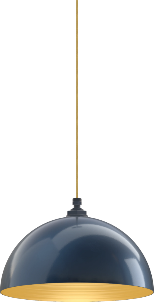 Beverly Color Gray Blue Interior Color Brass with a 4 ft Gold Cloth Cord