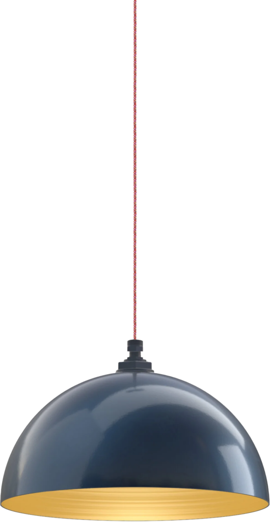 Brentwood Color Gray Blue Interior Color Brass with a 4 ft Sprinkles Cloth Cord