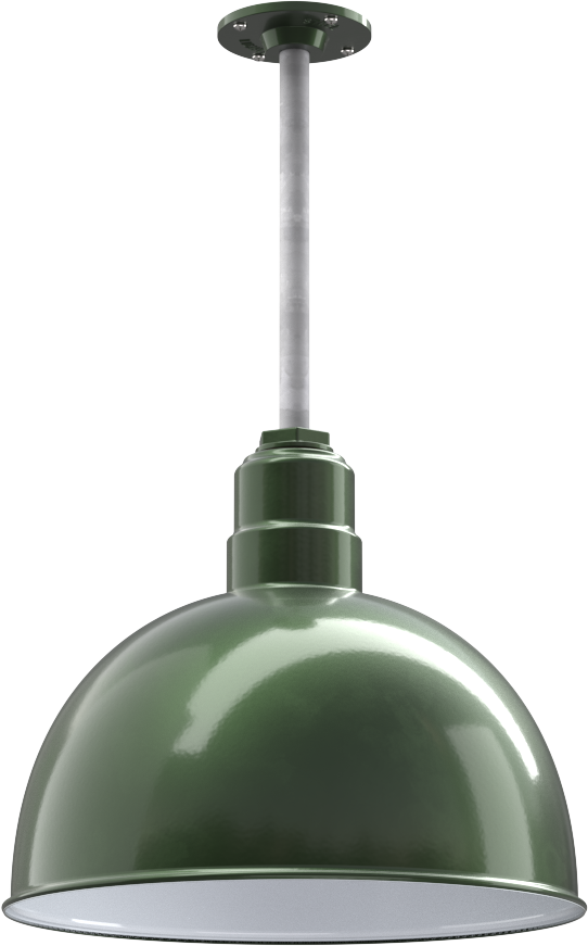 Rose Bowl Color Hunter Green Interior Color White with a 12" Galvanized Stem