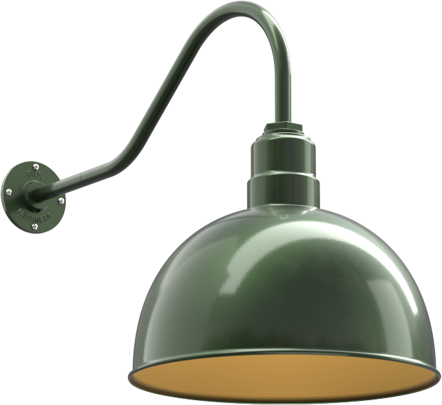 Hollywood Bowl Color Hunter Green Interior Color Brass with a 23" Gooseneck