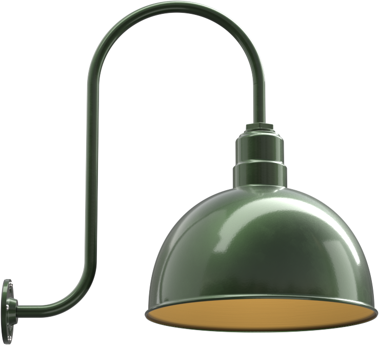 Hollywood Bowl Color Hunter Green Interior Color Brass with a Upward Sloping