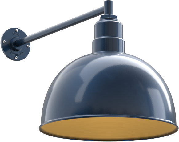 Hollywood Bowl Color Gray Blue Interior Color Brass with a 20" Straight Arm