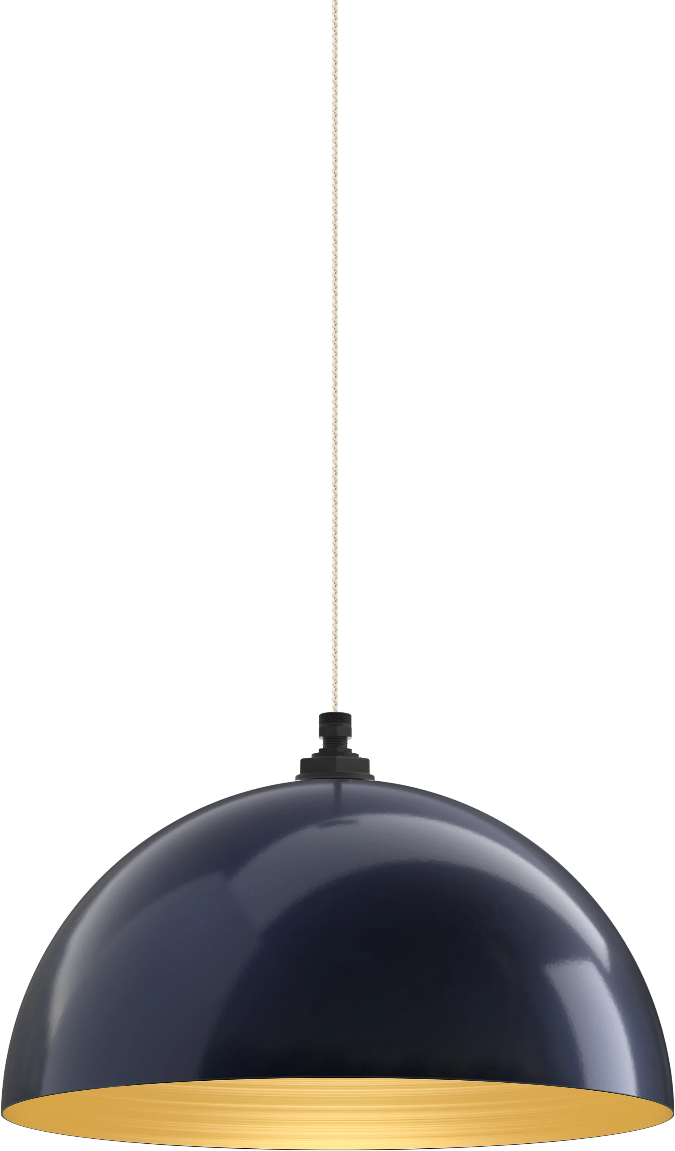 Melrose Color Navy Blue Interior Color Brass with a 4 ft White Gold Cloth Cord