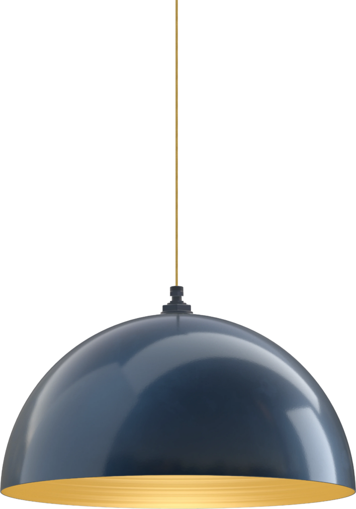 Westwood Color Gray Blue Interior Color Brass with a 4 ft Gold Cloth Cord