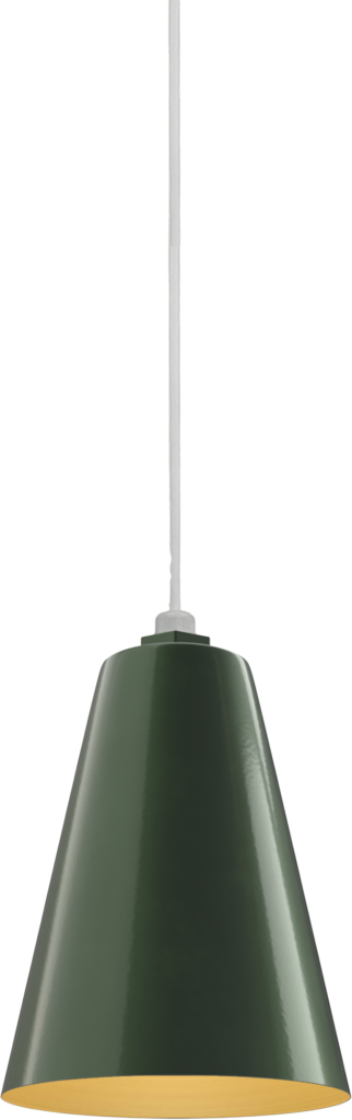 Laurel Color Hunter Green Interior Color Brass with a 4 ft White Cord