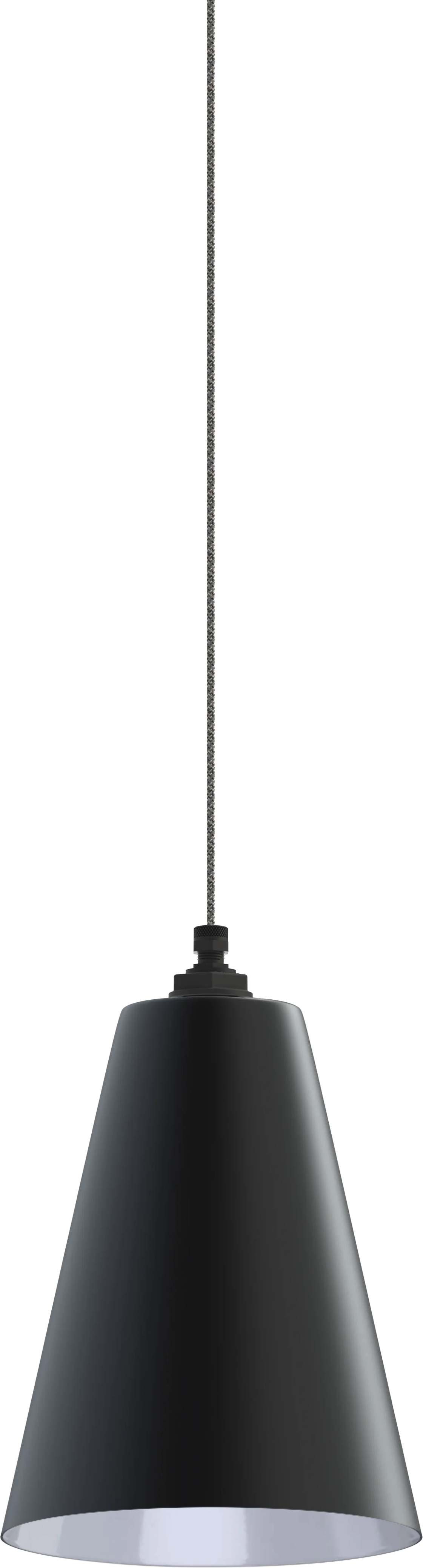 Laurel Color Matte Black Interior Color White with a 4 ft Gray Tweed Cloth Cord
