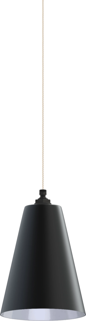 Laurel Color Matte Black Interior Color White with a 4 ft White Gold Cloth Cord