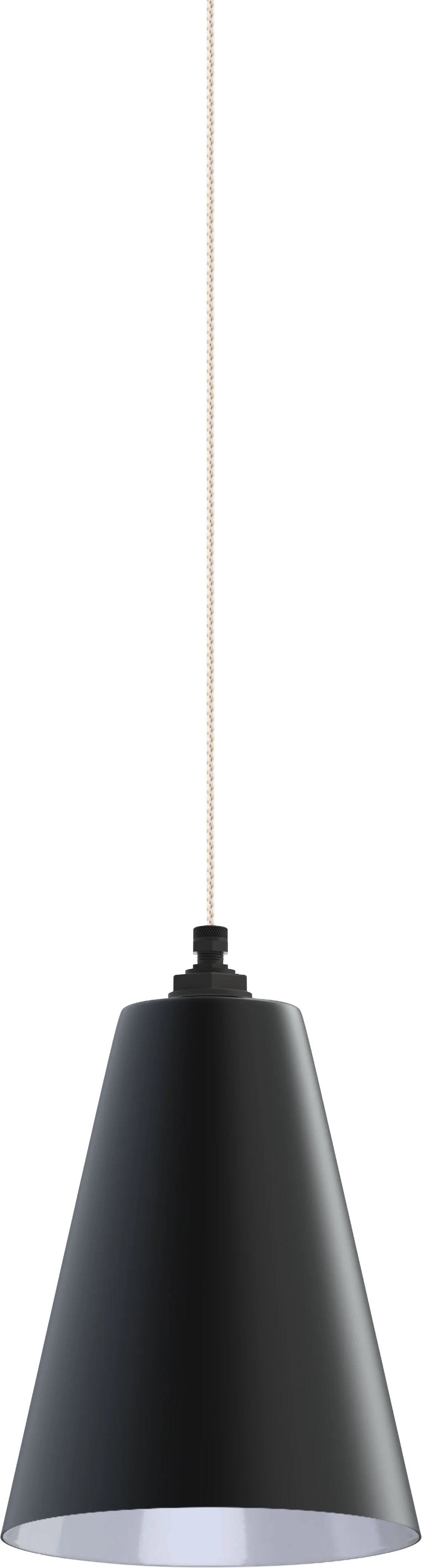 Laurel Color Matte Black Interior Color White with a 4 ft White Gold Cloth Cord