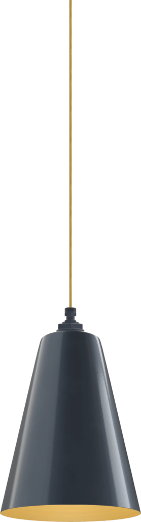 Laurel Color Gray Blue Interior Color Brass with a 4 ft Gold Cloth Cord