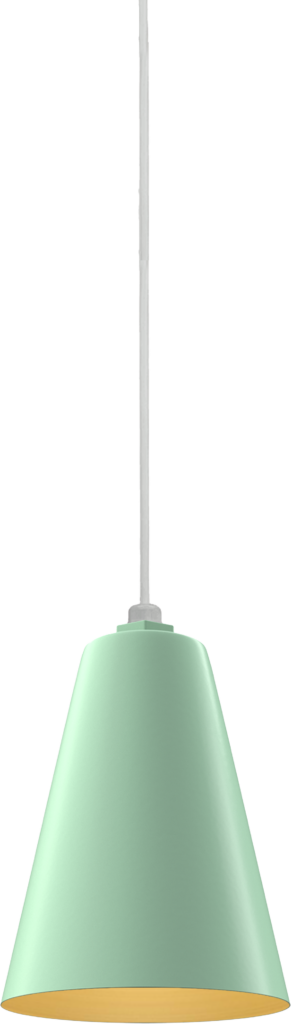 Laurel Color Mint Green Interior Color Brass with a 4 ft White Cord