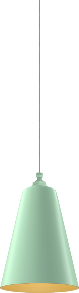 Laurel Color Mint Green Interior Color Brass with a 4 ft Gold Cloth Cord