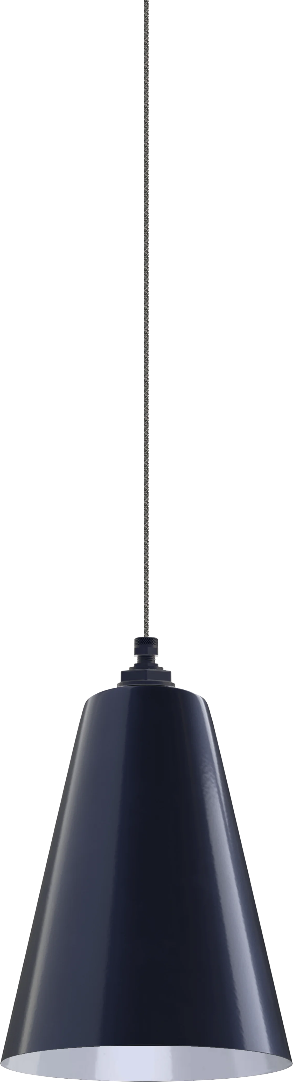 Laurel Color Navy Blue Interior Color White with a 4 ft Gray Tweed Cloth Cord