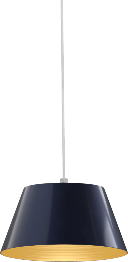 Magnolia Color Navy Blue Interior Color Brass with a 4 ft White Cord