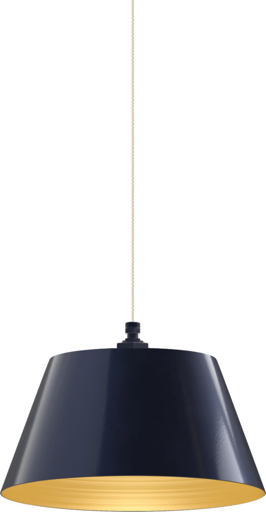 Magnolia Color Navy Blue Interior Color Brass with a 4 ft White Gold Cloth Cord