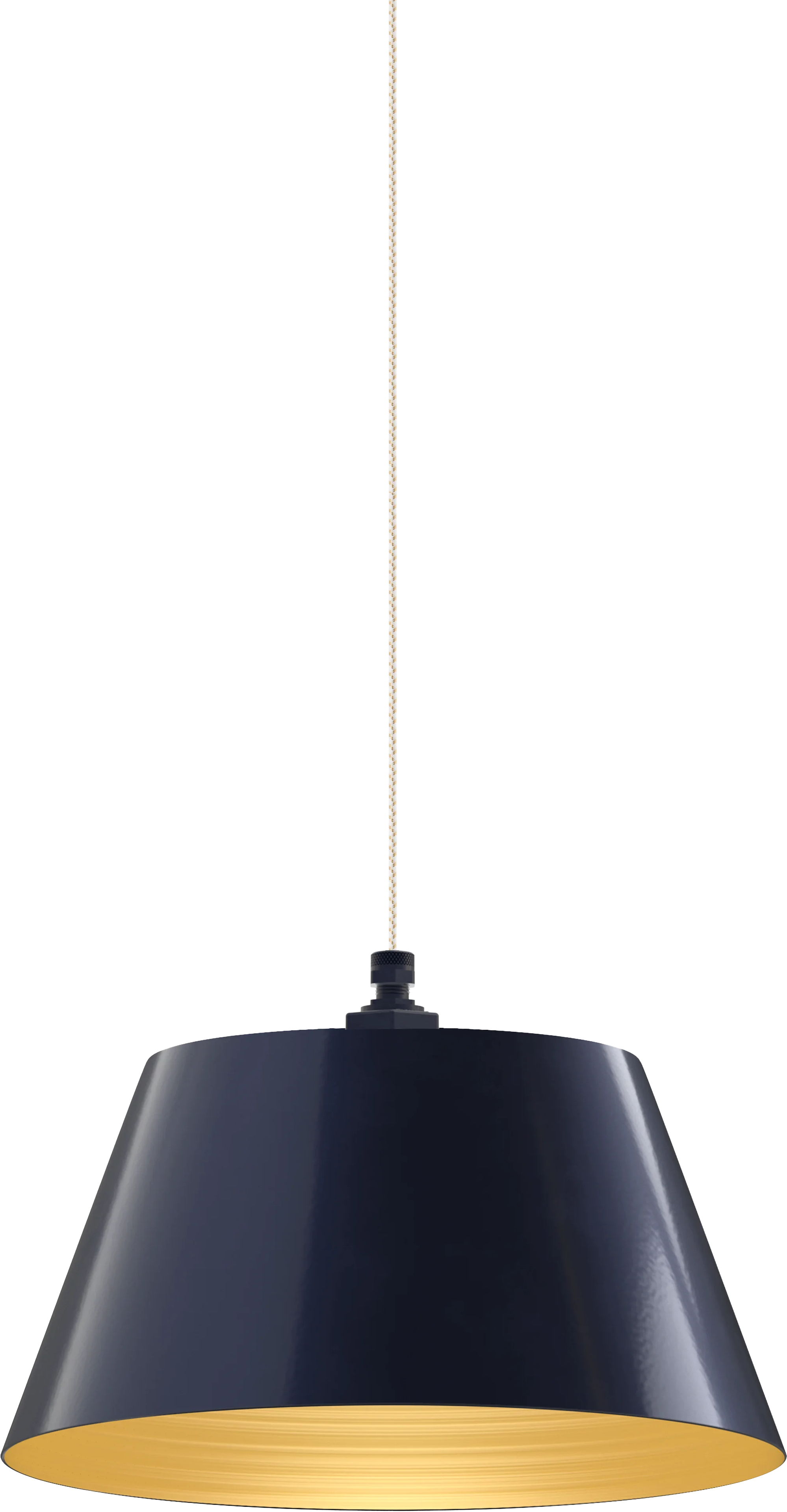 Magnolia Color Navy Blue Interior Color Brass with a 4 ft White Gold Cloth Cord