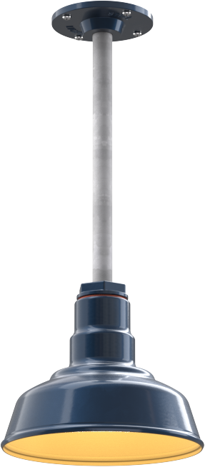 Inglewood Color Gray Blue Interior Color Brass with a 12" Galvanized Stem