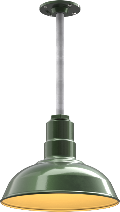El Segundo Color Hunter Green Interior Color Brass with a 12" Galvanized Stem